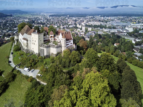 Castle of the Habsburgs, Kyburgers on an almost circular Molasse hill, Lenzburg, Canton Aargau, Switzerland