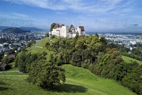 Castle of the Habsburgs, Kyburgers on an almost circular Molasse hill, Lenzburg, Canton Aargau, Switzerland