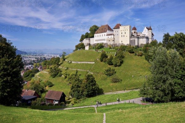 Castle of the Habsburgs, Kyburgers on an almost circular Molasse hill, Lenzburg, Canton Aargau, Switzerland