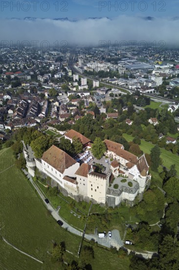 Castle of the Habsburgs, Kyburgers on an almost circular Molasse hill, Lenzburg, Canton Aargau, Switzerland