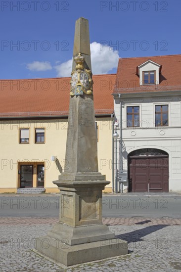 Electoral Saxon postal pillar, Electoral Saxon, distance pillar, market, Zörbig, Saxony-Anhalt, Germany