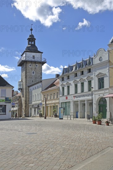 Historic salt tower, town tower, market square, Schönebeck, Saxony-Anhalt, Germany