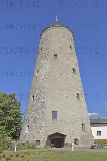 Conical brine tower built in 1776, wedge-shaped, tower, spa gardens, brine park, Bad Salzelmen, Schönebeck, Saxony-Anhalt, Germany