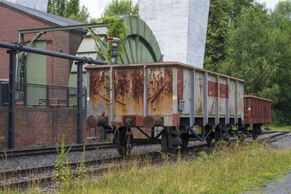 Railway carriage, LWL Museum, former mine, Hanover colliery, industrial heritage, Bochum, Ruhr area, North Rhine-Westphalia, Germany