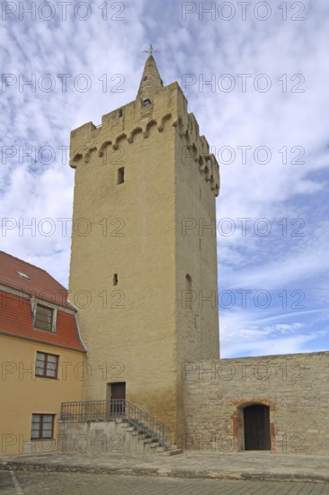 Gothic raven defence tower and defence tower, built in 1442, part of the former town fortifications, Aschersleben, Harz, Saxony-Anhalt, Germany