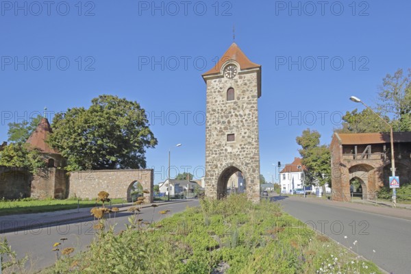Historic Dornburg gate and town wall, town fortifications, town tower, town gate, Breitestraßetor, Zerbst, Fläming, Saxony-Anhalt, Germany