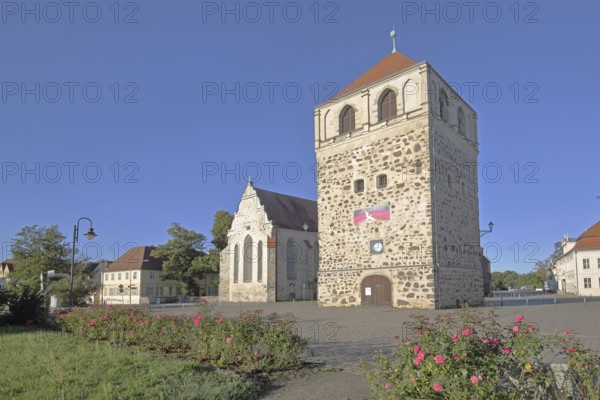 Late Romanesque St Bartholomew's Church and Thick Tower, historic town tower, Zerbst, Fläming, Saxony-Anhalt, Germany