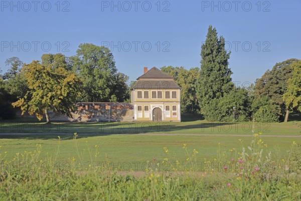Historic stables, castle garden, Zerbst, Fläming, Saxony-Anhalt, Germany