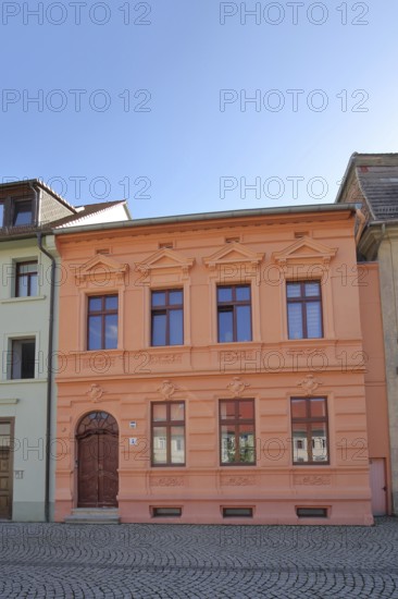 Historic red house, market, Calbe, Saxony-Anhalt, Germany