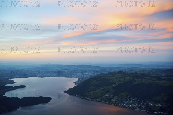 View from Rigi Kulm to Lake Zug and the Kiemen, Walchwil, Canton Zug, Switzerland