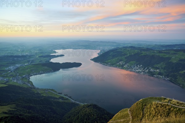 View from Rigi Kulm to Lake Zug and the Kiemen, Walchwil, Canton Zug, Switzerland