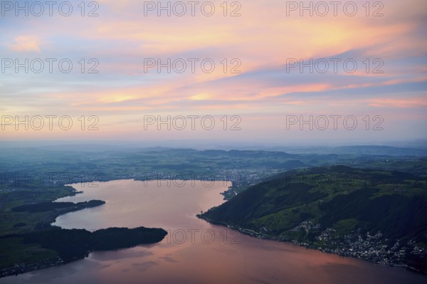 View from Rigi Kulm to Lake Zug and the Kiemen, Walchwil, Canton Zug, Switzerland