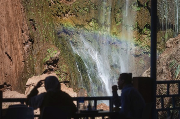 Beautifull cascades of waterfall Ouzoud in Morocco. View from the restaurant