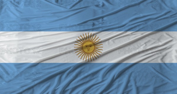 Argentine flag waving. Flag of Argentina with cloth texture