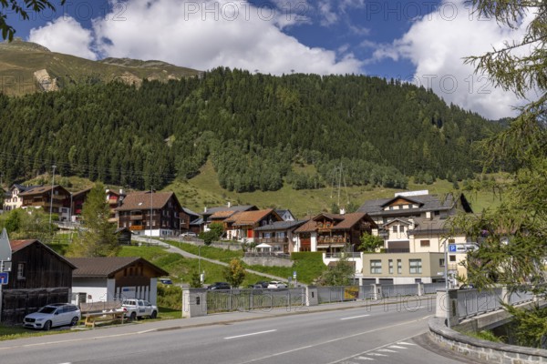 Oberalpstrasse, Via Alpsu, bridge on the Drun stream, Sedrun, Surselva, Graubünden, Switzerland