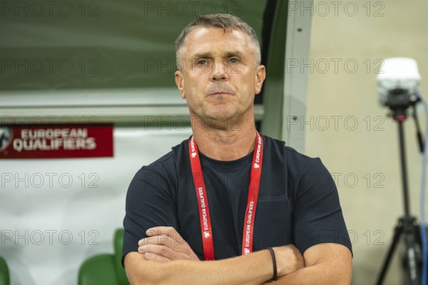 WROCLAW, POLAND - SEPTEMBER 5, 2025: Qualifications for FIFA 2026. Football match Ukraine vs France 0:2. Serhij Rebrow head coach of Ukraine