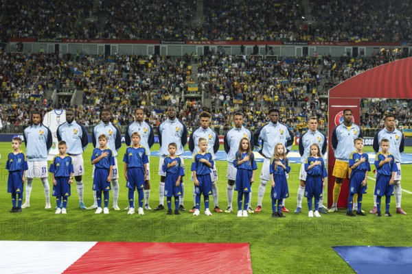 WROCLAW, POLAND - SEPTEMBER 5, 2025: Football match Ukraine vs France 0:2. Team of France during the anthem