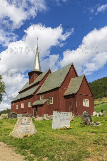 Hegge Stave Church with cemetery, Hegge, Innlandet, Norway