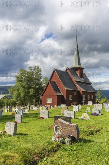 Hegge Stave Church with cemetery, Hegge, Innlandet, Norway