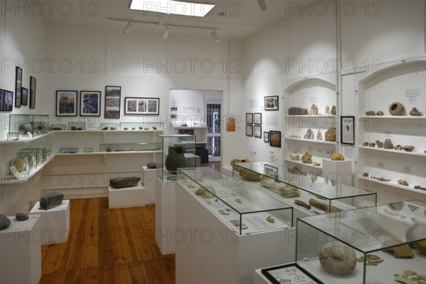 Exhibition rooms of the Jasper House Museum, Oranjemund, diamond restricted area, Karas region, Namibia
