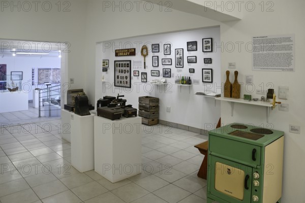 Exhibition rooms of the Jasper House Museum, Oranjemund, diamond restricted area, Karas region, Namibia