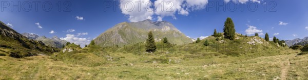 Hiking trail, Motron mountain peak on the Lukmanier Pass, Valle Santa Maria, Alpe di Croce, Blenio, Ticino, Switzerland