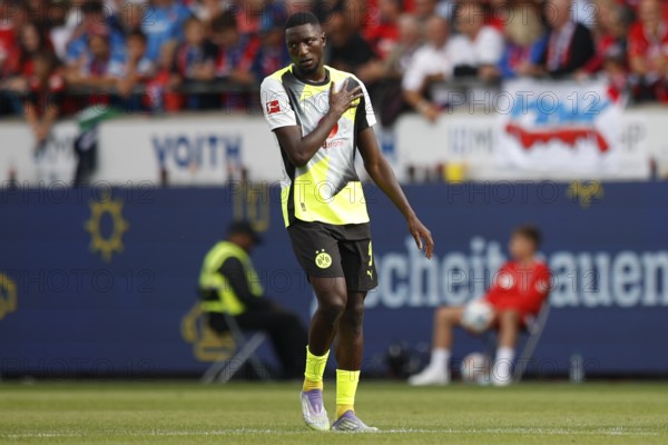 Football, Bundesliga 1, Matchday 3, 2025/2026, 1. FC Heidenheim vs. Borussia Dortmund, 13.09.2025, Voith-Arena, Heidenheim, Germany, Serhou GUIRASSY Borussia Dortmund 9 left has just scored the 0 to 1