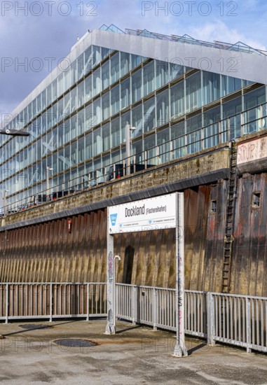 Hvv ferry station at Dockland, fishing harbour, Hamburg, Germany