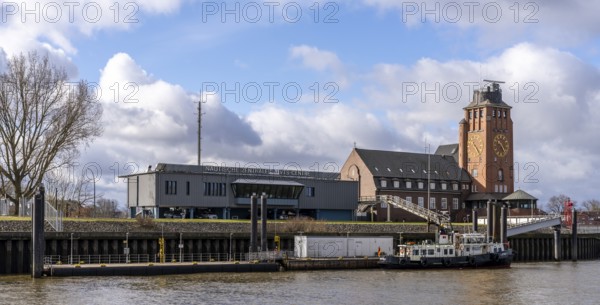 Seemannshöft pilot house at Kohlfleet harbour in Finkenwerder, Hamburg, Germany