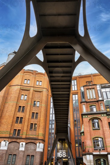 Stilwerkbrücke with the typical fish market architecture in the Große Elbstraße, Hamburg, Germany