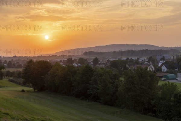 Sunset at the village of Erlen, behind Ottenberg near Weinfelden, Thurgau, Switzerland