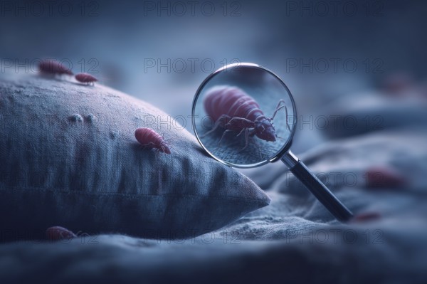 Bed bugs and parasitic insects. Insects and bug extermination concept, AI generated