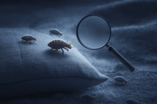 Bed bugs and parasitic insects. Insects and bug extermination concept, AI generated
