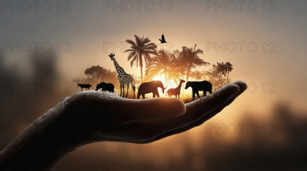 Concept of wildlife preservation and nature conservation in the age of AI and sustainable technologies, AI generated