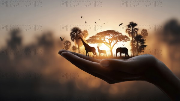 Concept of wildlife preservation and nature conservation in the age of AI and sustainable technologies, AI generated