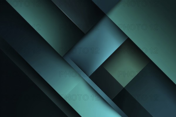 Dark light blue green turquoise abstract background. Geometric pattern shape. Line stripe triangle angle. Color gradient. Shadow. Matte, AI generated