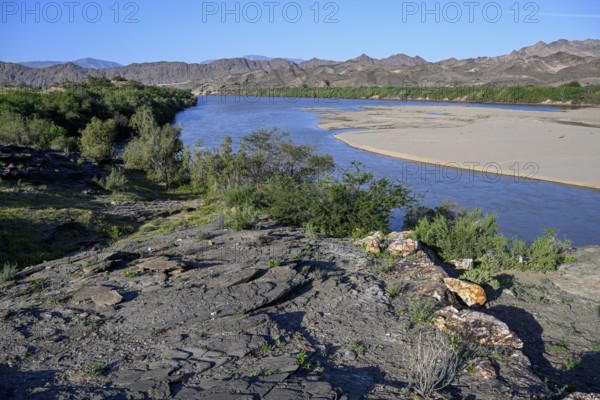 Landscape along the Oranje River, near Oranjemund, Karas Region, Namibia