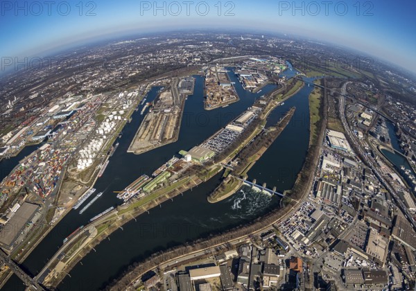 Aerial view, Duisburg harbour, coal island, Duisport, Rhine-Herne Canal, Ruhr, Ruhrort, Duisburg, Ruhr area, North Rhine-Westphalia, Germany, DE, Europe, birds-eyes view, aerial view, aerial photography, aerial photography, overview, bird's eye view