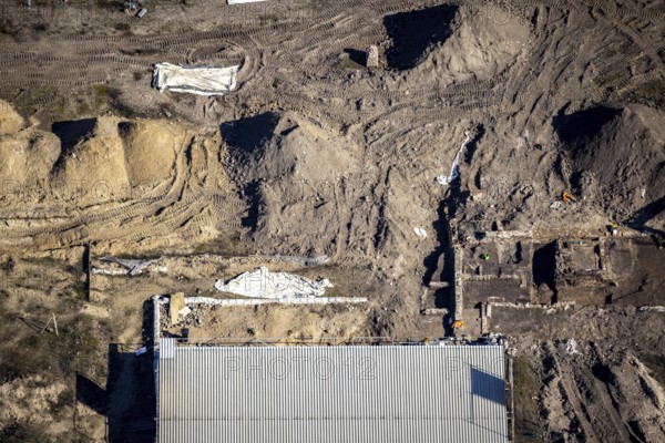 Aerial view, construction site for new residential complex, Mercator Quartier Duisburg, Gutenbergstraße, Oberstraße, Altstadt, Duisburg, Ruhr area, North Rhine-Westphalia, Germany, construction work, building, construction area, building site, building plots, construction project, construction site, DE, Europe, aerial view, aerial photography, aerial photography, new building, overview, bird's-eye view, bird's-eye view, overview