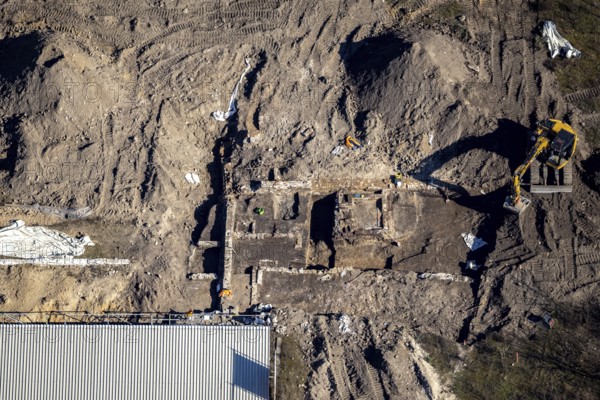 Aerial view, construction site for new residential complex, Mercator Quartier Duisburg, Gutenbergstraße, Oberstraße, Altstadt, Duisburg, Ruhr area, North Rhine-Westphalia, Germany, construction work, building, construction area, building site, building plots, construction project, construction site, DE, Europe, aerial view, aerial photography, aerial photography, new building, overview, bird's-eye view, bird's-eye view, overview