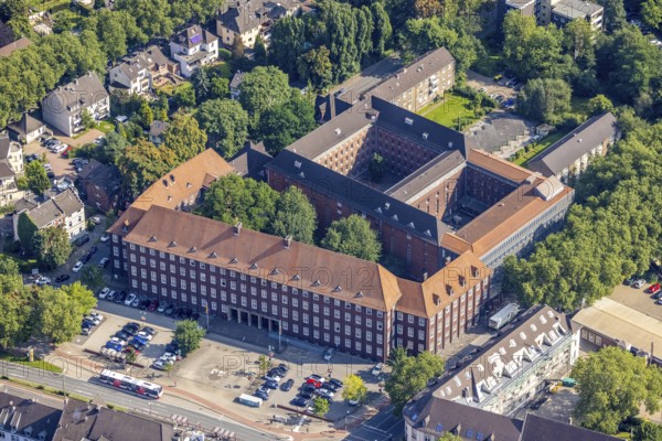 Aerial photograph, Duisburg-Hamborn Local Court and Prison, Obermarxloh, Duisburg, Ruhr area, North Rhine-Westphalia, Germany, local court, authority, DE, Europe, court, prison, correctional facility, aerial photograph, aerial photography, aerial photography, overview, bird's-eye view, birds-eyes view, overview