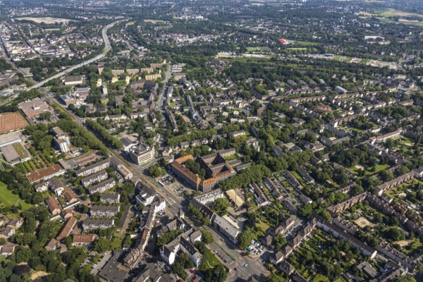 Aerial photograph, Duisburg-Hamborn Local Court and Prison, Obermarxloh, Duisburg, Ruhr area, North Rhine-Westphalia, Germany, local court, authority, DE, Europe, court, prison, correctional facility, aerial photograph, aerial photography, aerial photography, town hall, city administration, overview, bird's-eye view, birds-eyes view, overview