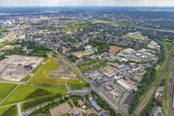 Aerial view, aerial view district Hochfeld, Duisburg, Ruhr area, North Rhine-Westphalia, Germany, DE, Europe, aerial view, aerial photography, aerial photography, townscape, city area, overview, bird's-eye view, birds-eyes view, overview