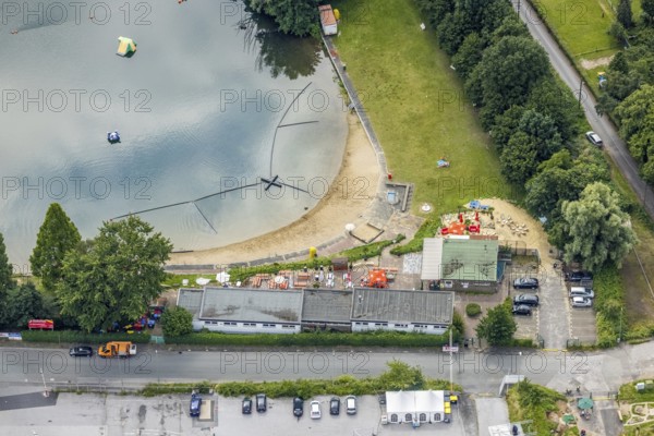 Aerial view, outdoor swimming pool Großenbaum, Großenbaum, Duisburg, Ruhr area, North Rhine-Westphalia, Germany, bathing establishment, bathing resort, DE, Europe, outdoor swimming pool, leisure activities, gastronomy, aerial photography, aerial photography, lido, overview, bird's-eye view, overview