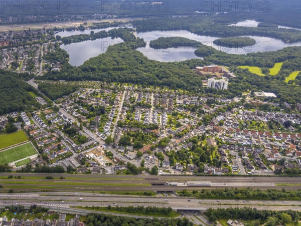 Aerial view, 6-lakes-plate, district Buchholz, Duisburg, Ruhr area, North Rhine-Westphalia, Germany, DE, Europe, aerial view, aerial photography, aerial photography, Sechs-Seen-Platte, lake, sight, overview, bird's-eye view, overview