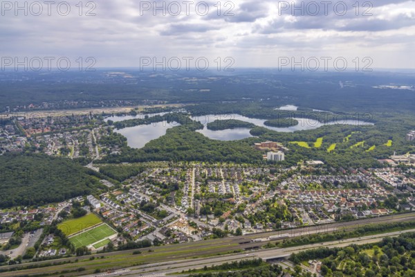 Aerial view, 6-lakes-plate, district Buchholz, Duisburg, Ruhr area, North Rhine-Westphalia, Germany, DE, Europe, aerial view, aerial photography, aerial photography, Sechs-Seen-Platte, lake, sight, overview, bird's-eye view, overview