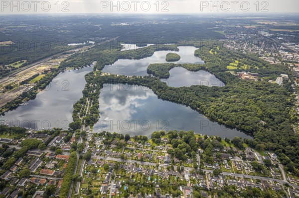 Aerial view, 6-Lakes-Platte, Wedau, Duisburg, Ruhr area, North Rhine-Westphalia, Germany, DE, Europe, aerial photography, aerial photography, aerial photography, Sechs-Seen-Platte, lake, sight, overview, bird's-eye view, overview