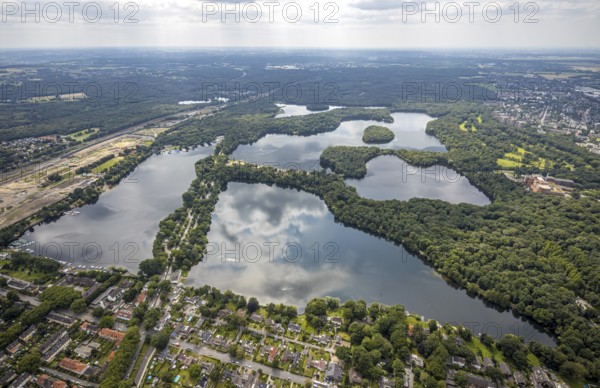 Aerial view, 6-Lakes-Platte, Wedau, Duisburg, Ruhr area, North Rhine-Westphalia, Germany, DE, Europe, aerial photography, aerial photography, aerial photography, Sechs-Seen-Platte, lake, sight, overview, bird's-eye view, overview