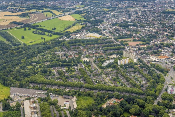 Aerial view, residential park Hochheide, Die Weißen Riesen, Hochheide, Duisburg, Ruhr area, North Rhine-Westphalia, Germany, DE, Europe, shapes and colours, large housing estate, property tax, high-rise buildings, real estate, aerial photography, aerial photography, aerial photography, apartment buildings, apartment buildings, Ottostraße, high-rise buildings, sight, overview, bird's-eye view, residential complex, living and life, residential area, residential buildings, residential park, housing estate, birds-eyes view, former Rheinpreußen-Siedlung, overview