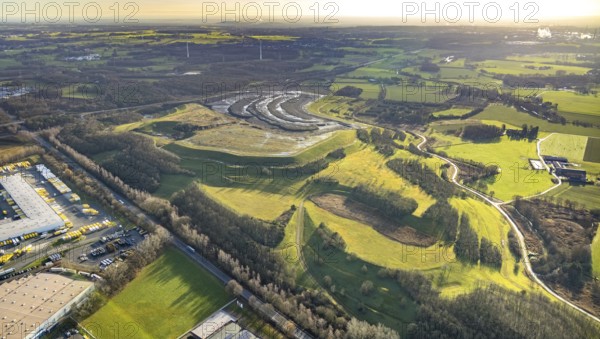 Aerial view of the Hürfeldhalde in Dorsten in the Ruhr area in North Rhine-Westphalia, Germany, Bergehalde, DE, Germany, Dorsten, Europe, aerial view, aerial photograph, aerial photography, aerial photography, North Rhine-Westphalia, Ruhr area, overview, bird's-eye view, overview